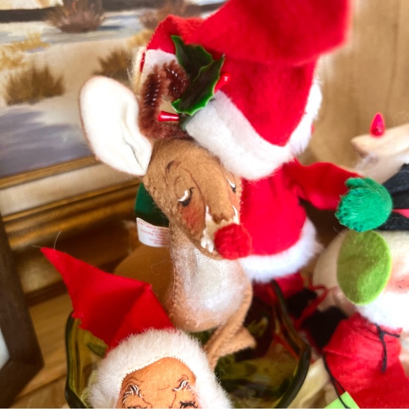 Vintage 1980’s-90’s Annalee Felt Christmas Santa Reindeer Snowman Set of 4 - Picture 6 of 10
